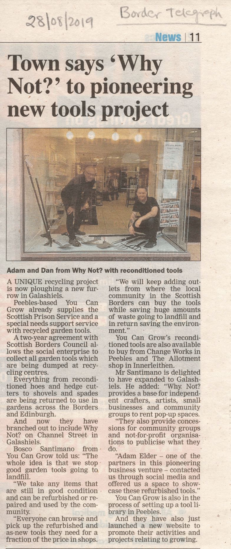 Press Clipping: Town says Why Not to pioneering new tools project