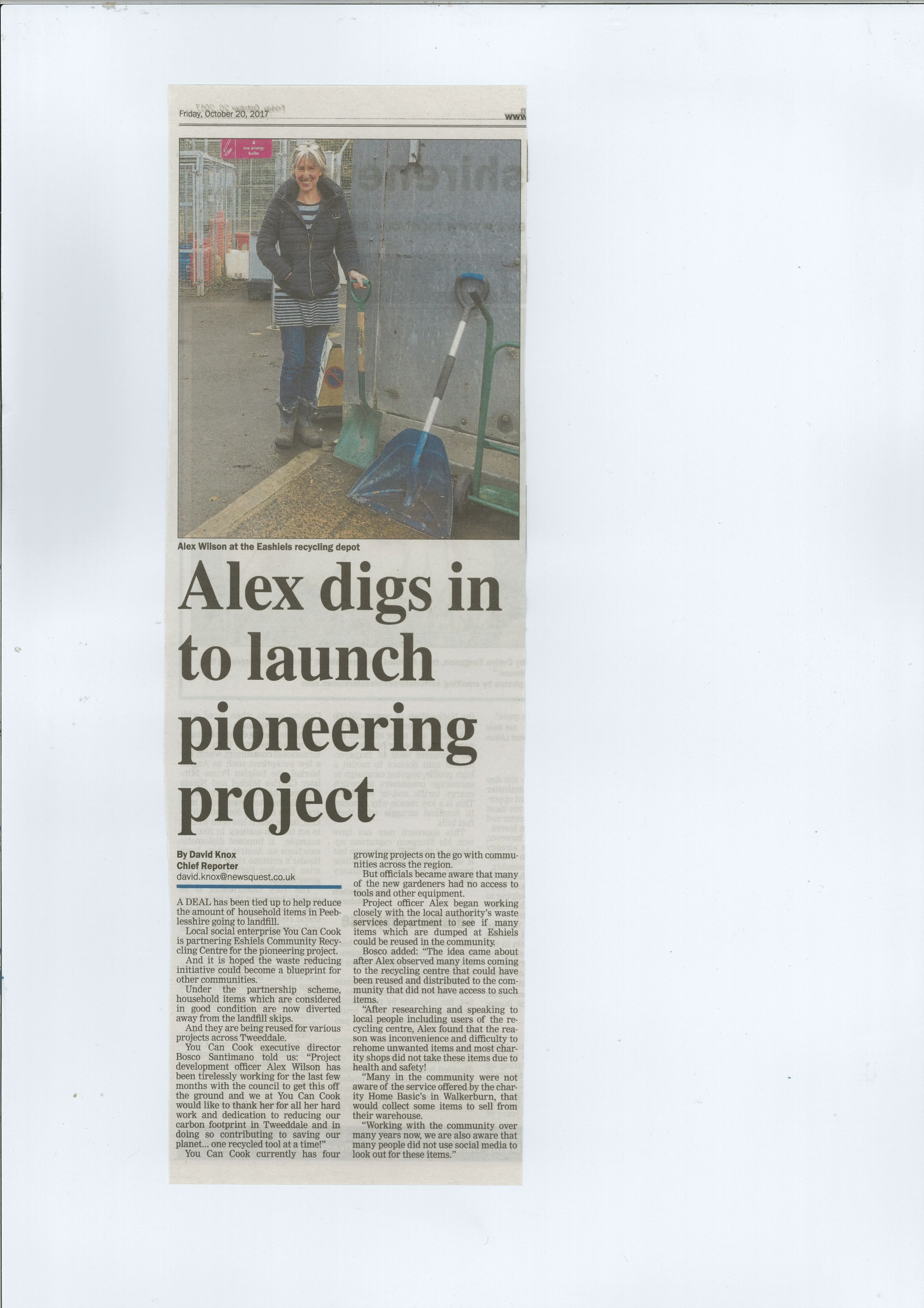 Press Clipping: Alex digs in to launch pioneering project