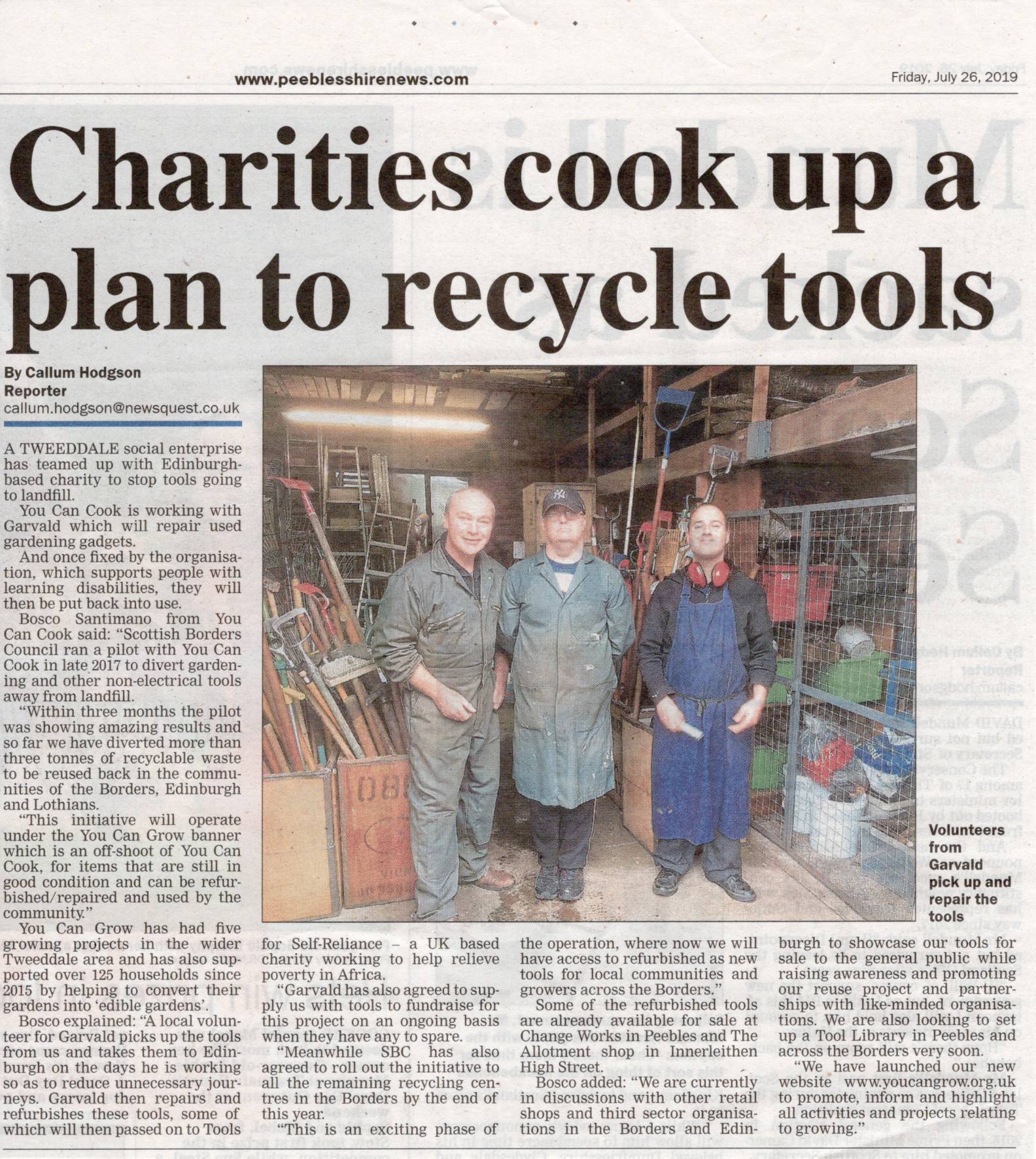 Press Clipping: Charities cook up a plan to recycle tools