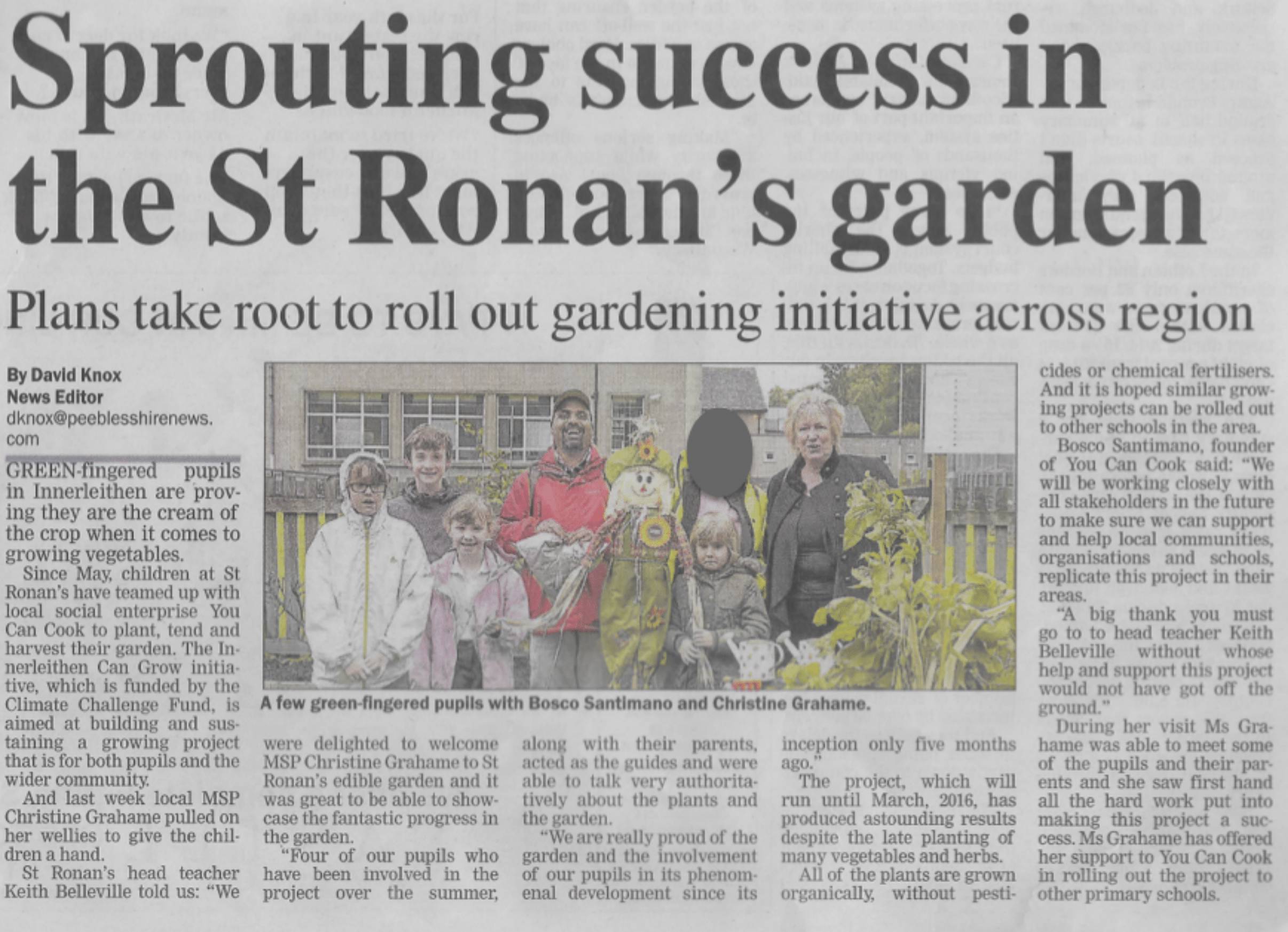 Press Clipping: Sprouting success in the St Ronan's garden
