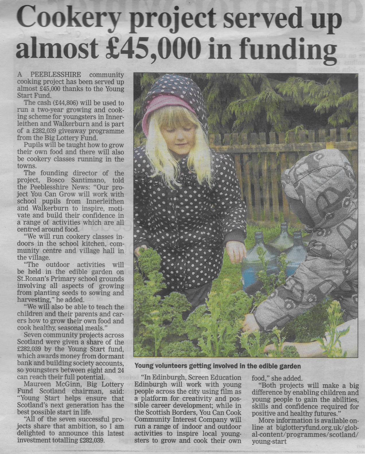 Press Clipping: Cookery project served up almost £45,000 in funding