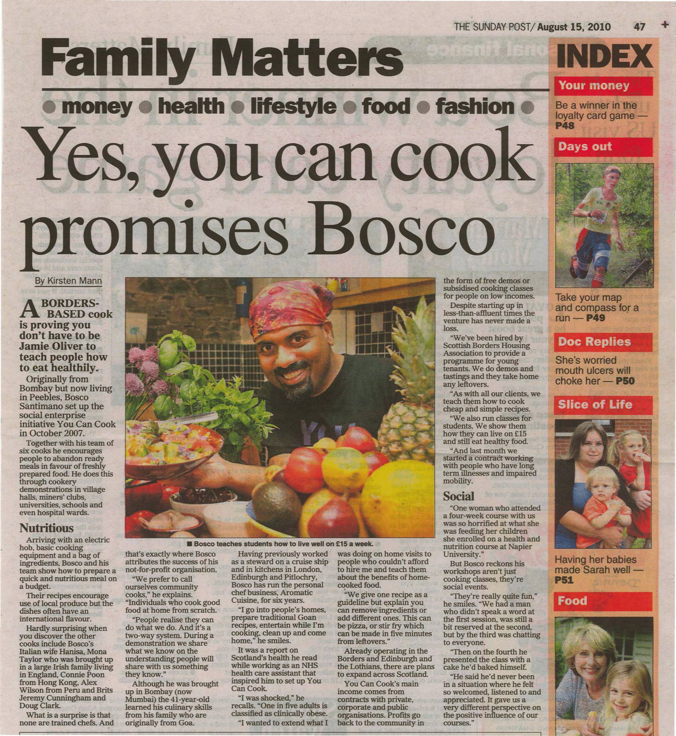 Press Clipping: Yes, you can cook promises Bosco