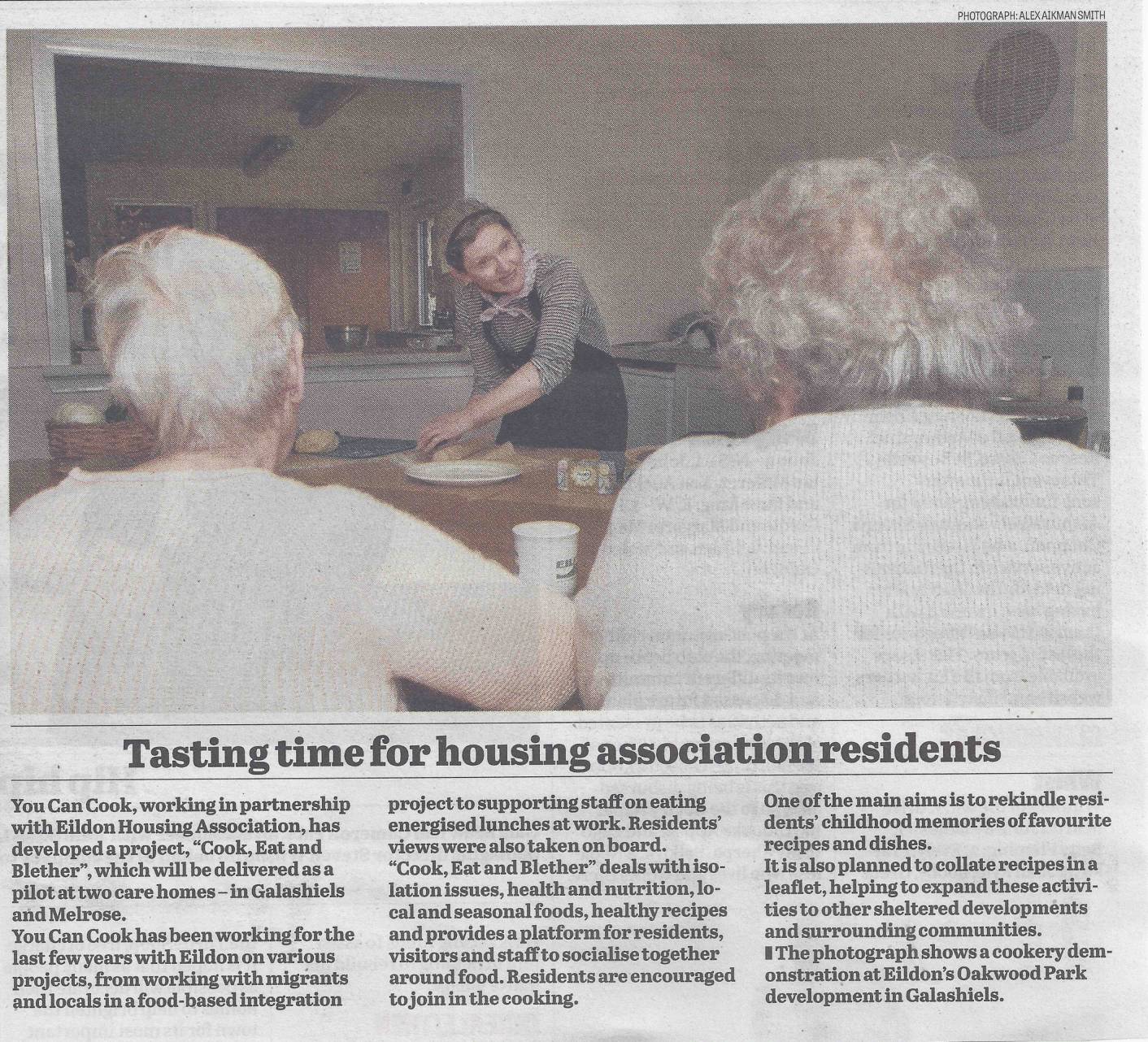Press Clipping: Tasting time for housing association residents