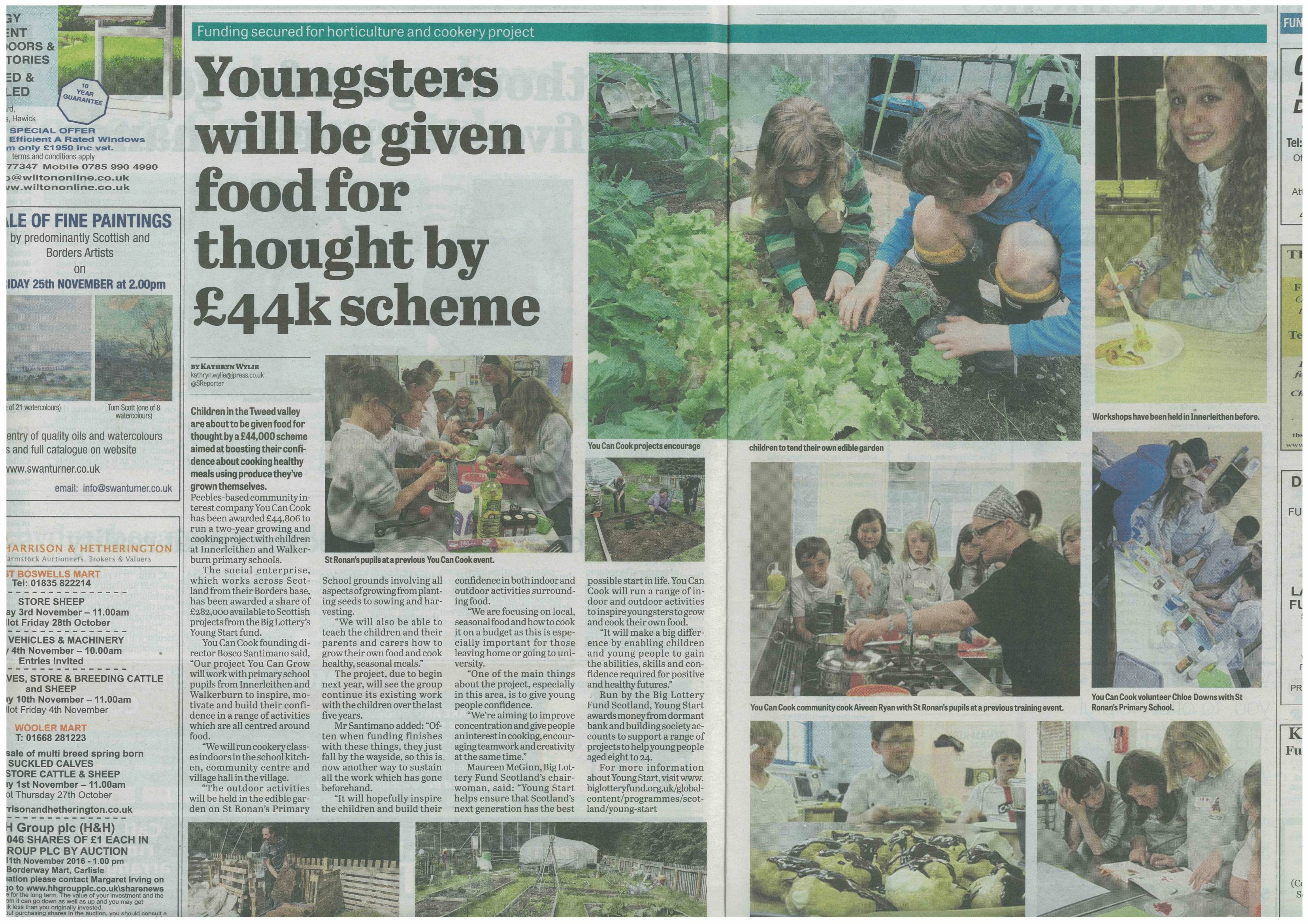 Press Clipping: Youngsters will be given food for thought by £4k scheme